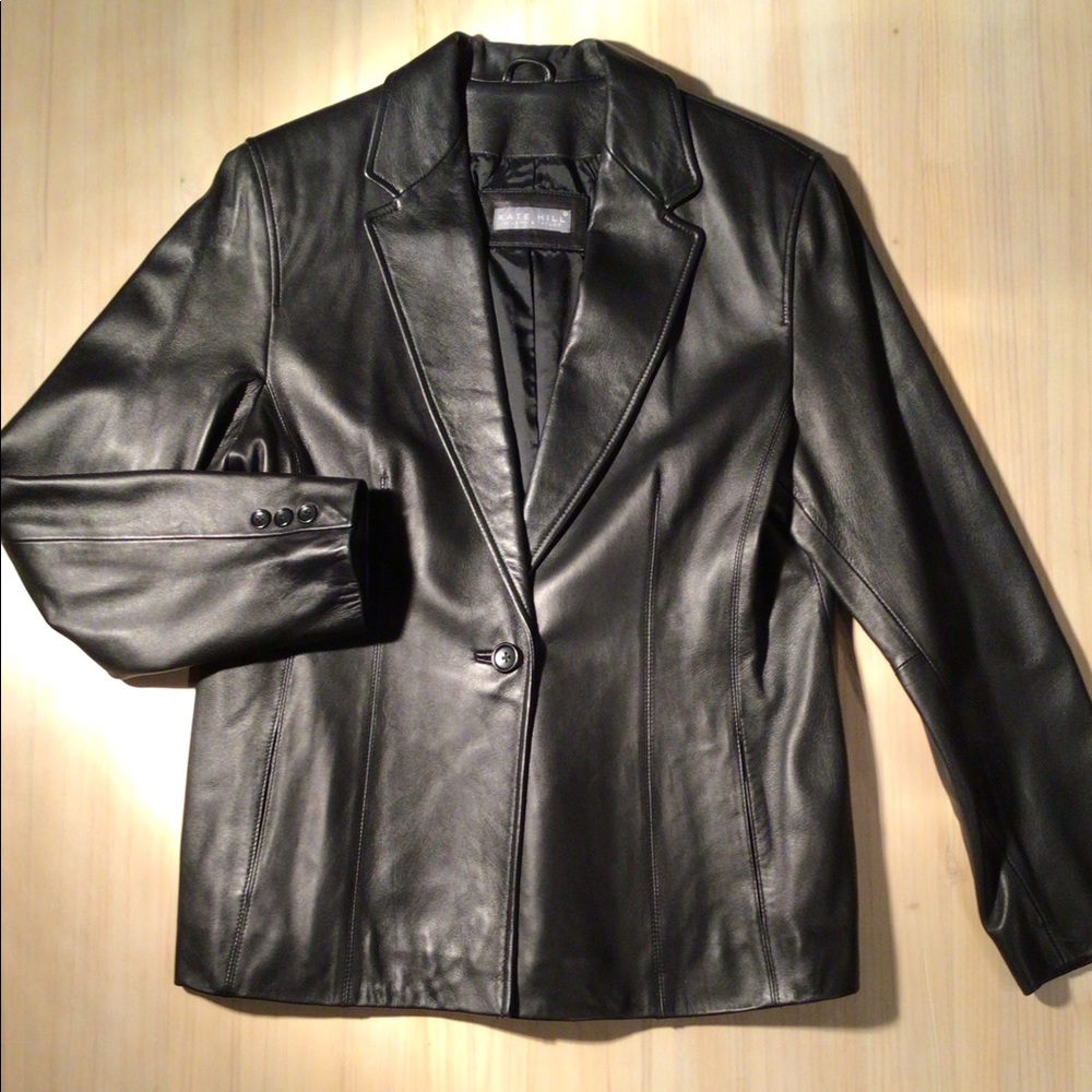 KATE HILL 100% Leather Jacket Blazer Butter Soft NWOT